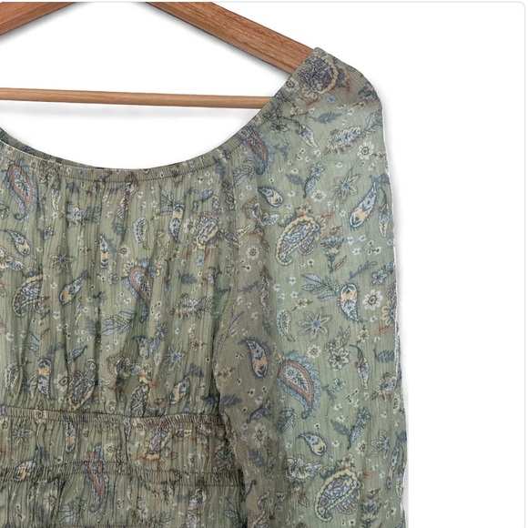 WILD SKYE Green Paisley Blouse boho size small - Picture 7 of 8